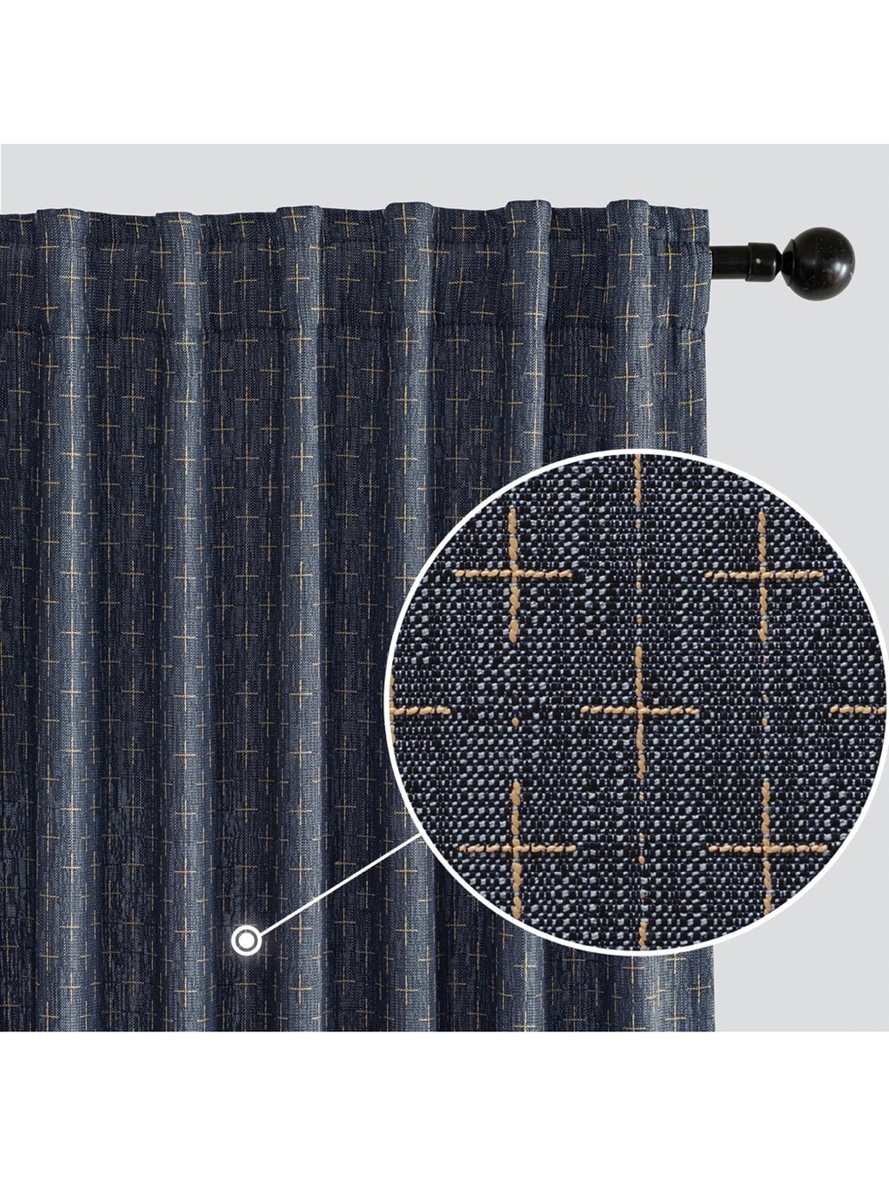 MIULEE Patterned Farmhouse Linen Curtains, Back Tab, 52Wx96L. 625/bb8-3:v
